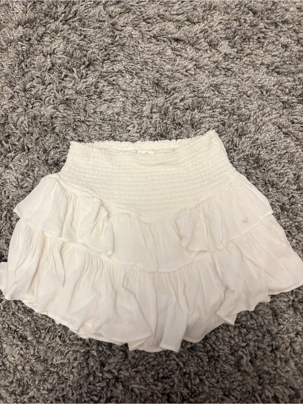 Rock N Rags White Smocked Tiered Mini Skirt